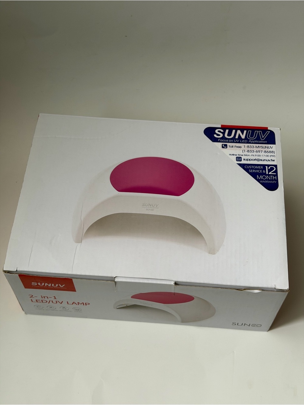 SUNUV 2-in-1 LED/UV Nail Lamp in White with Pink Insert